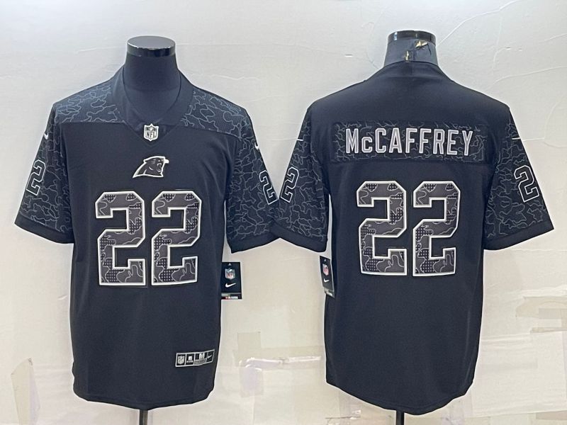 Men Carolina Panthers #22 Mccaffrey Black Reflector 2022 Nike Limited NFL Jersey